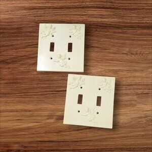 Decorative Double Light Switch Covers With Cherub Design Lot Of 2 Vintage Style